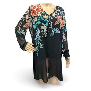 Layered split front embellished tunic